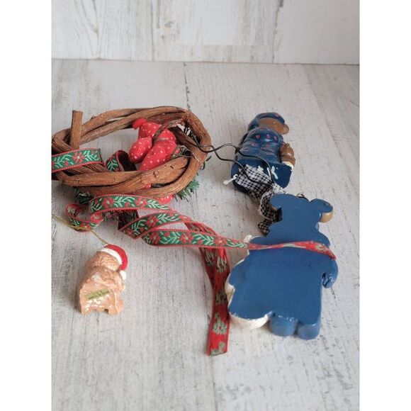 Teddy bear wreath ornament variety snowman Santa hat Xmas set - Picture 11 of 11